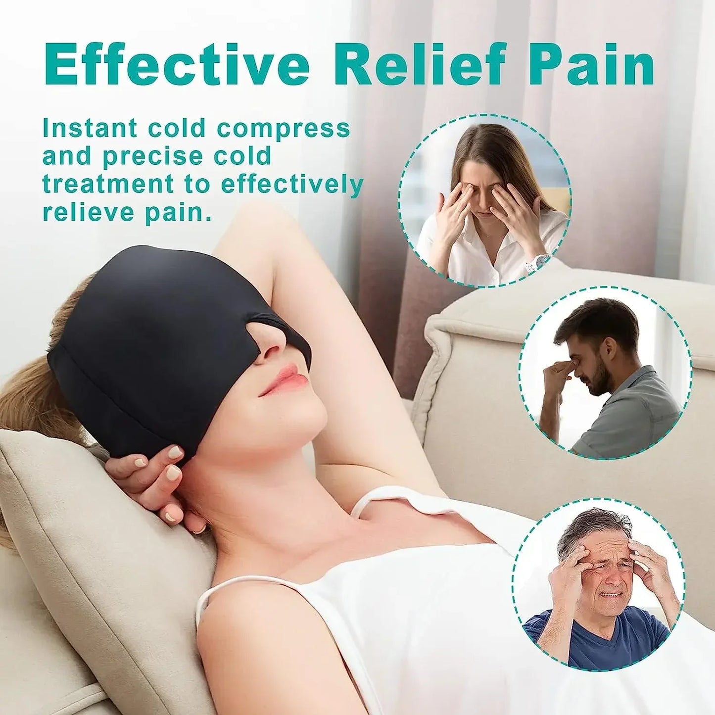 Gorro Terapéutico con Gel para Alivio de Migrañas, Estrés y Dolor: Masaje Relajante con Terapia Calor/Frío