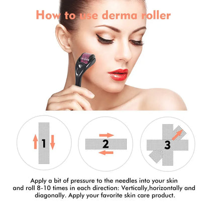 Derma Roller con 540 agujas para cuidado de la piel microneedling rejuvenecimiento de la piel y crecimiento del cabello